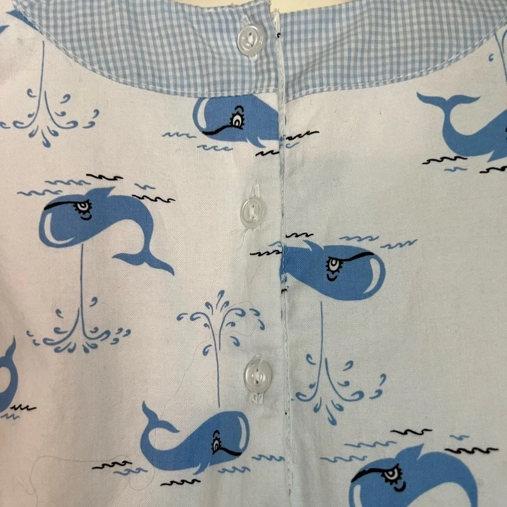 Little Threads Brand Sleeveless Dress with Whale/Check Pattern in size 4. EUC